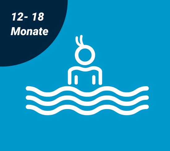 Babyschwimmen stilisiertes Bild in blau